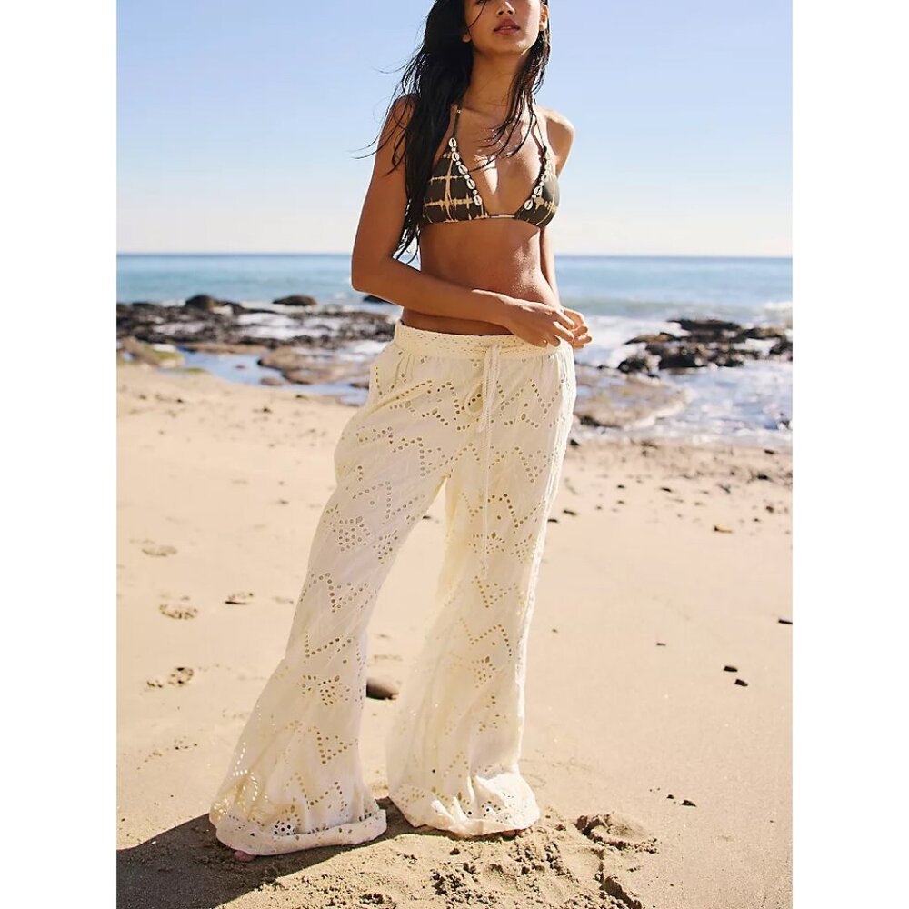 🆕 FREE PEOPLE Emma Embroidered Pants / Tea